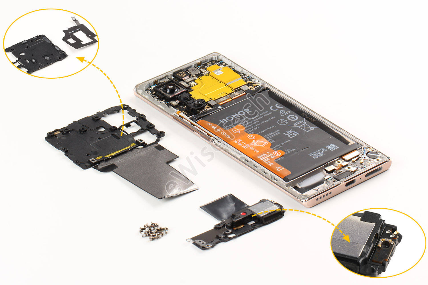 荣耀60拆解虽然简单,但可见国产厂商比例再度提高_芯片_主板_onmicro