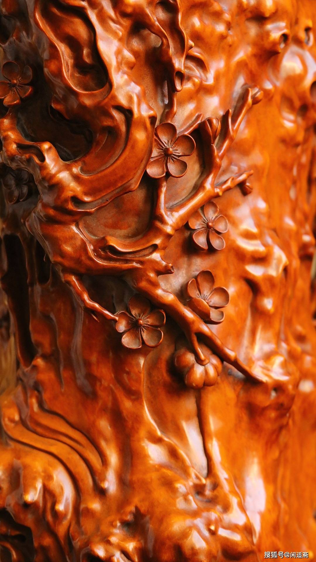 文房珍藏,岁寒三友,黄杨木大笔筒_雕刻_自然_案头