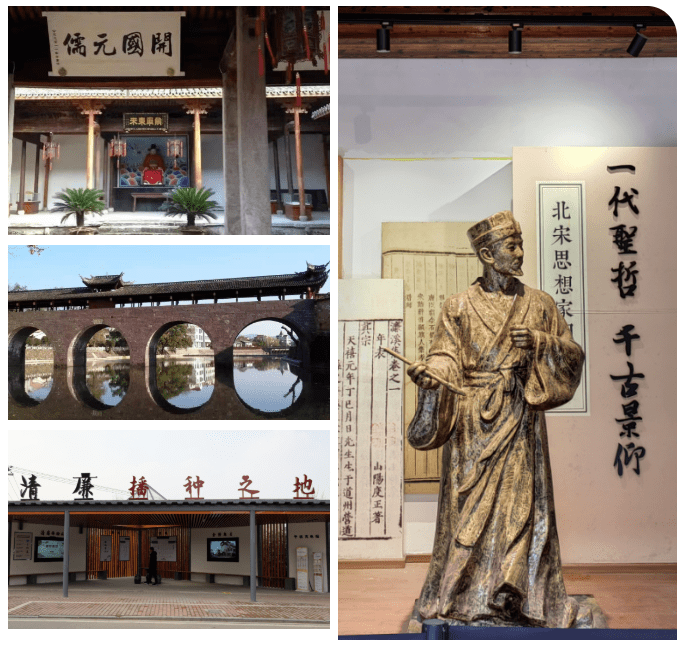 "北乡名人"线宋宅宋濂祠堂→镇溪村周敦颐后裔居住地→梅江曹聚仁故里