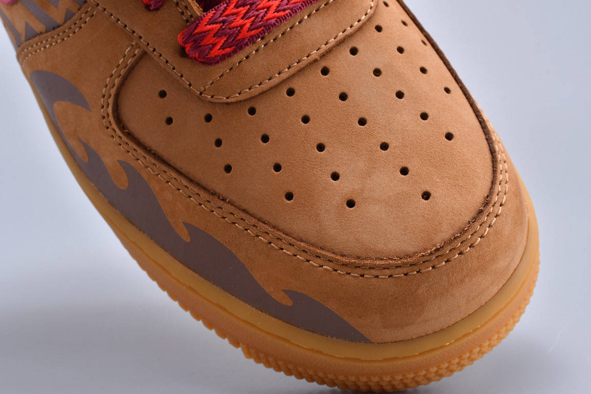 耐克nikeairforce1wheatflax小麦虎纹红钩空军一号复古运动鞋