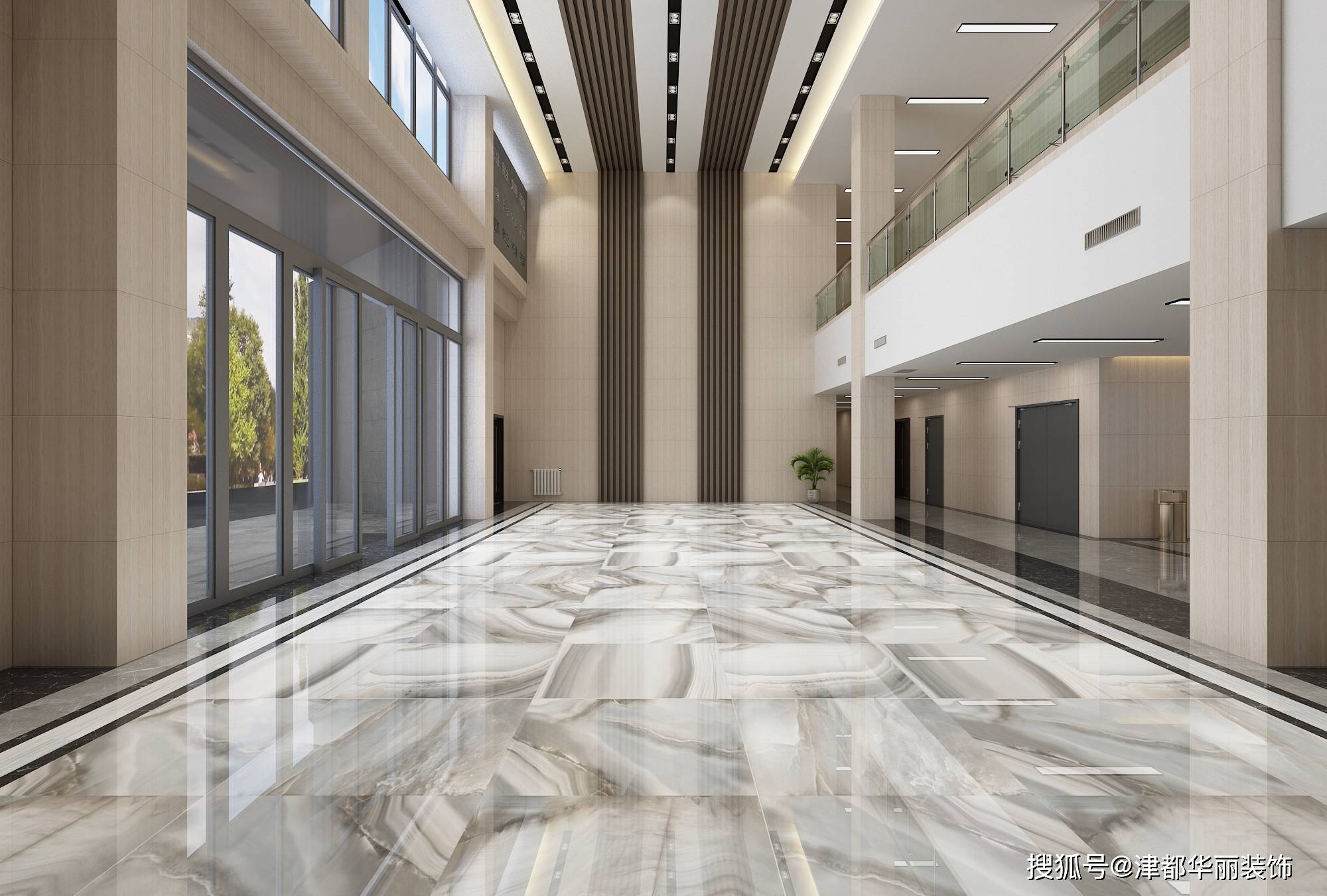 前厅背景墙设计效果图大厅设计效果图办公楼全景设计效果图