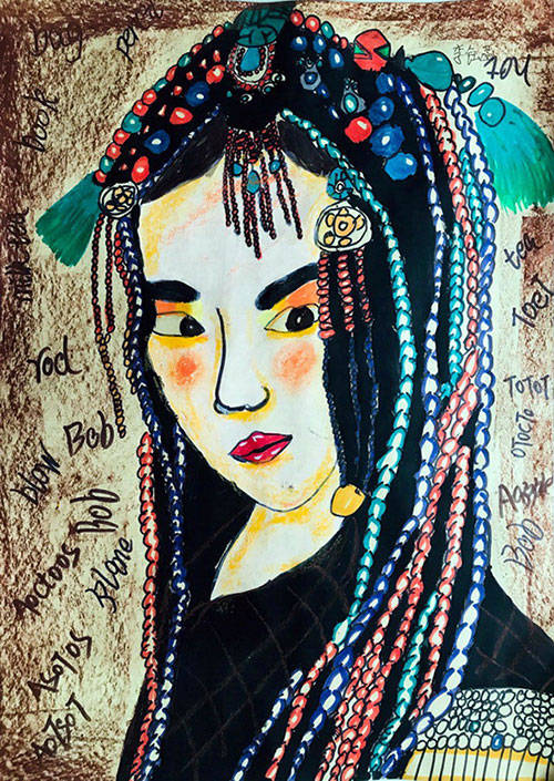 少儿画苑儿童画赏析别具一格的异域风情人物画