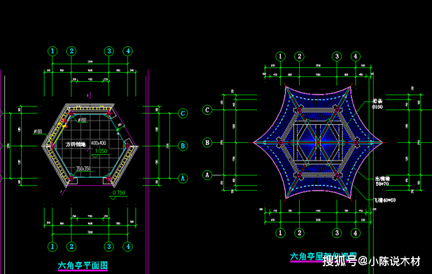 cad亭子平面图画法图片