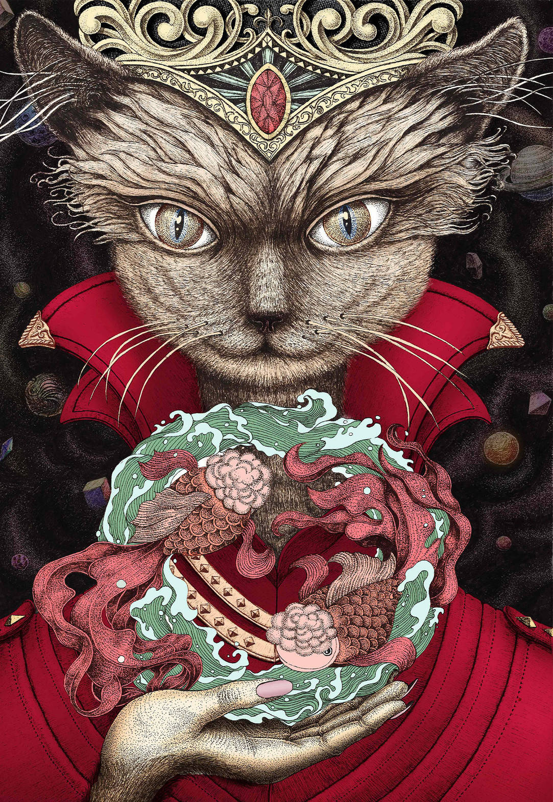 暗黑系女猫皇toi图益插画师联名款猫皇又美又飒