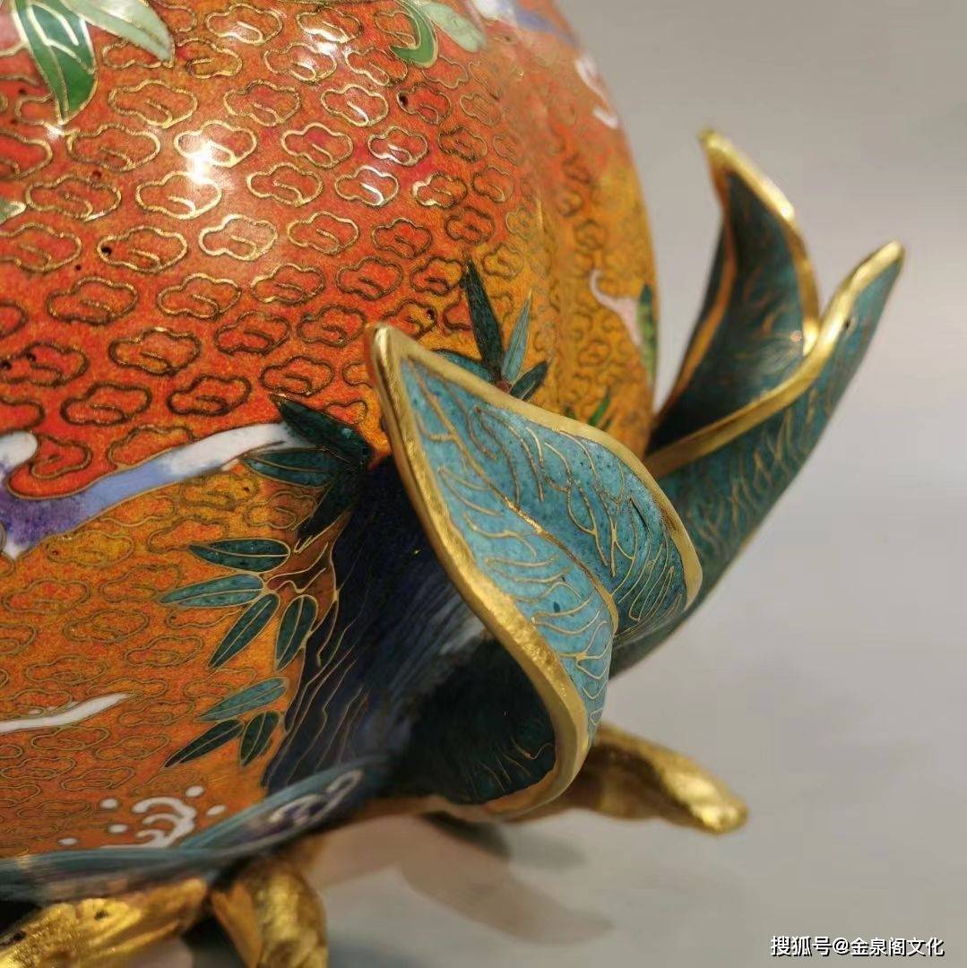 精铸铜胎掐丝珐琅景泰蓝寿桃摆件_cm_cul_枝桃