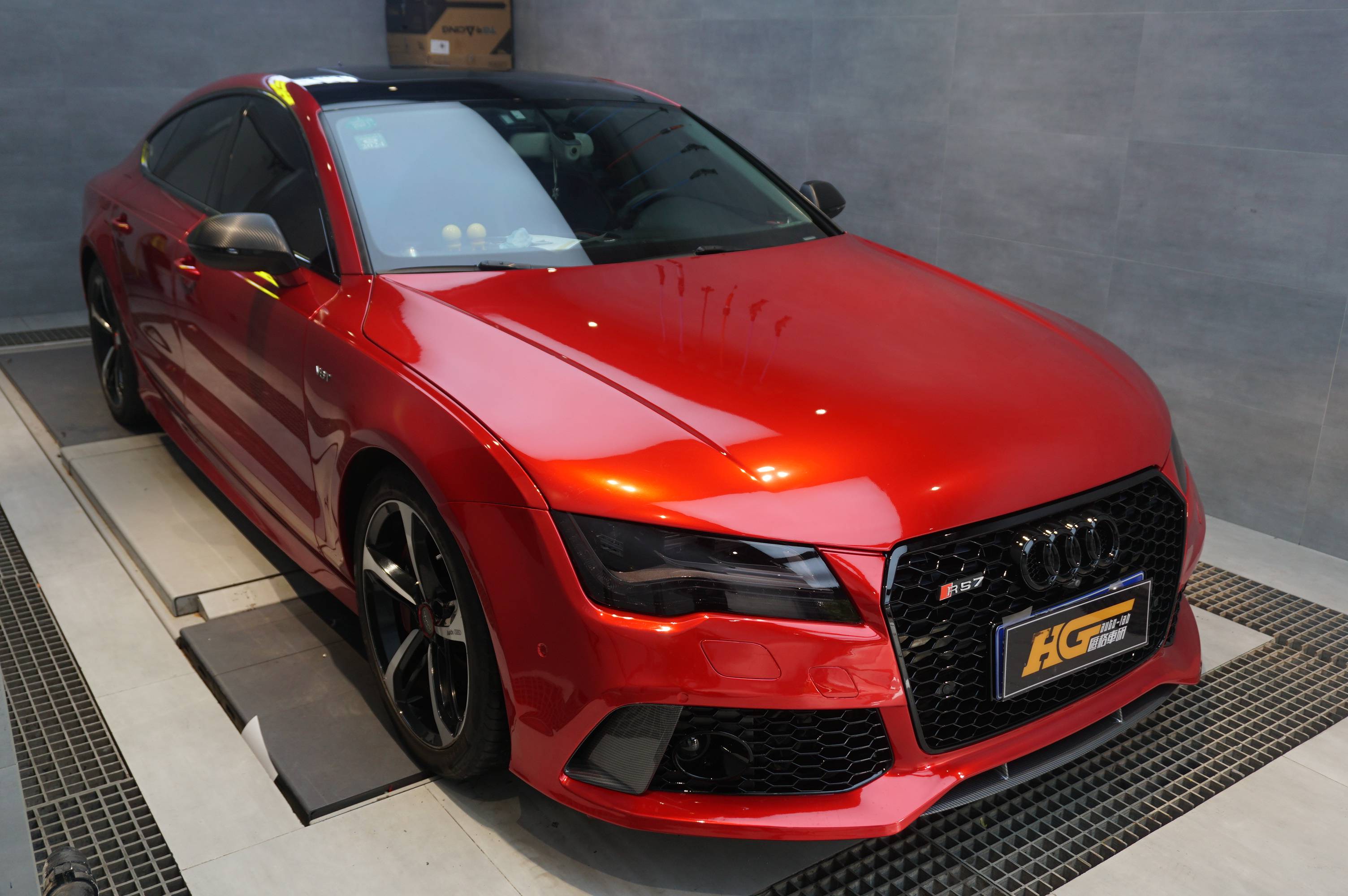 长沙汽车改色贴膜 奥迪rs7改色水晶烈焰红 长沙汇格车研_搜狐汽车