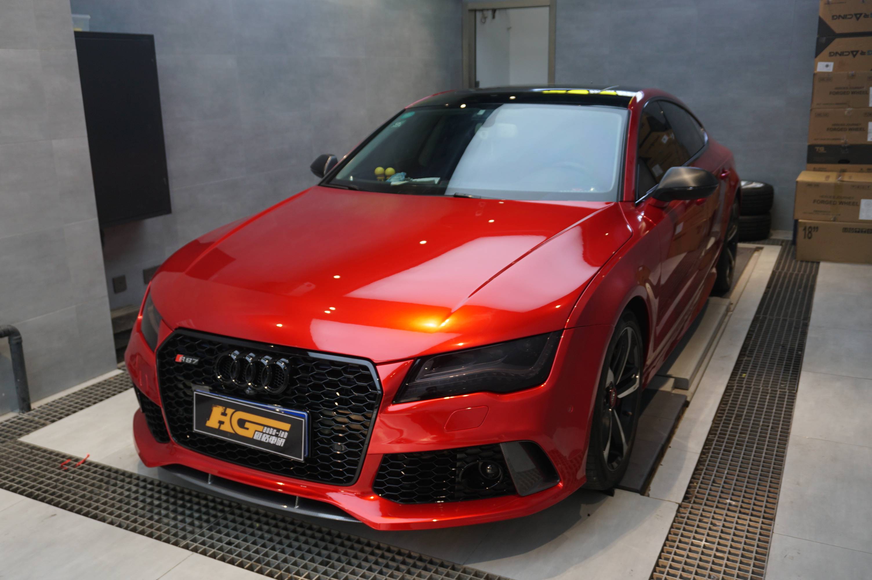 长沙汽车改色贴膜 奥迪rs7改色水晶烈焰红 长沙汇格车研_搜狐汽车