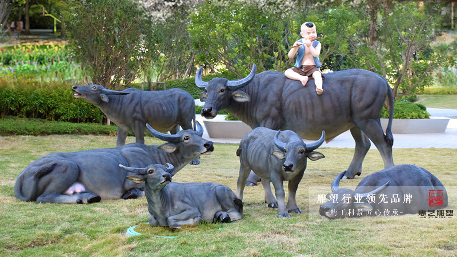 玻璃钢仿真水牛动物雕塑_人们_塑料_农业