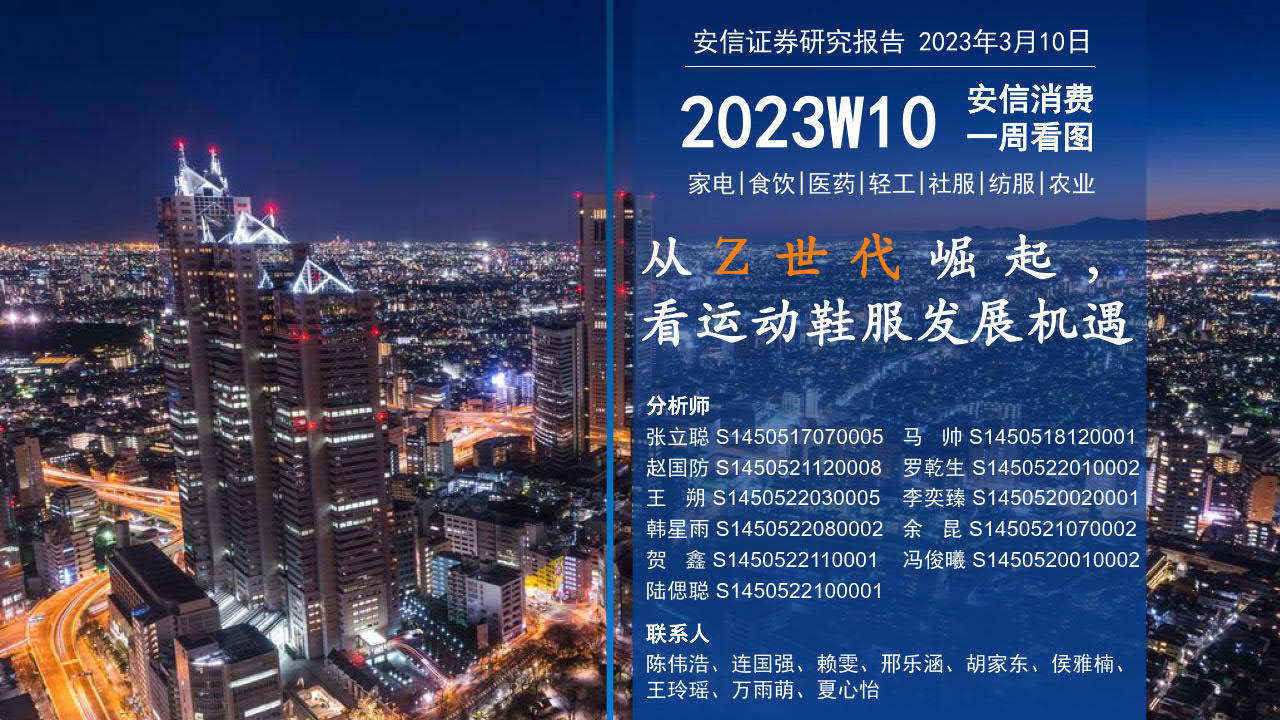 消费行业一周看图2023W10：从Z世代兴起，看运动鞋服开展机遇（附下载）