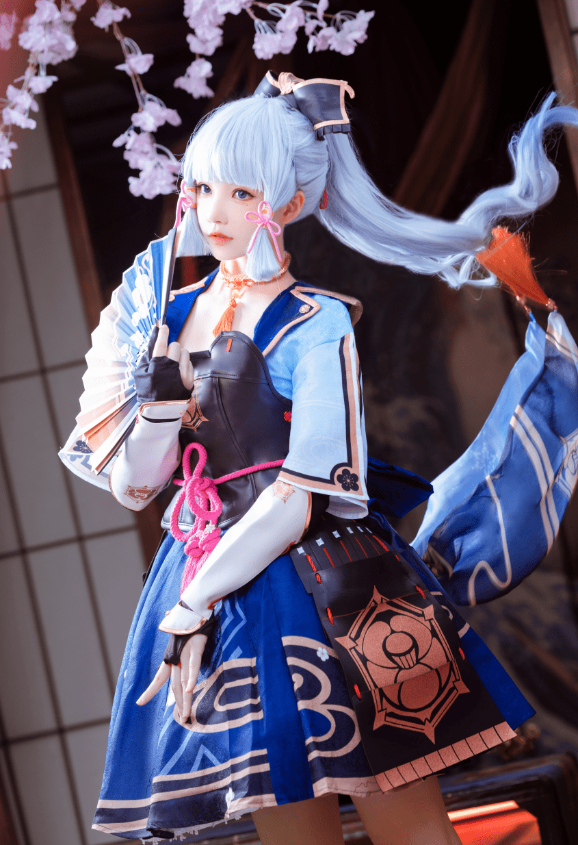 桜桃喵原神cos~神里绫华 cosplay写真美图作品赏析_美女_粉色_头发