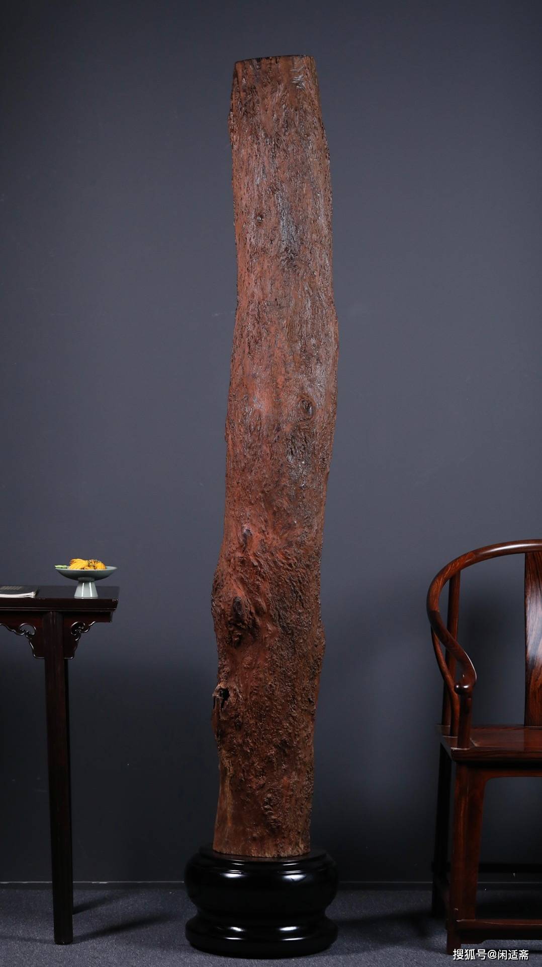 来自大自然的恩赐,老挝大红酸枝满瘤疤,风水柱_底座_包浆_纹理