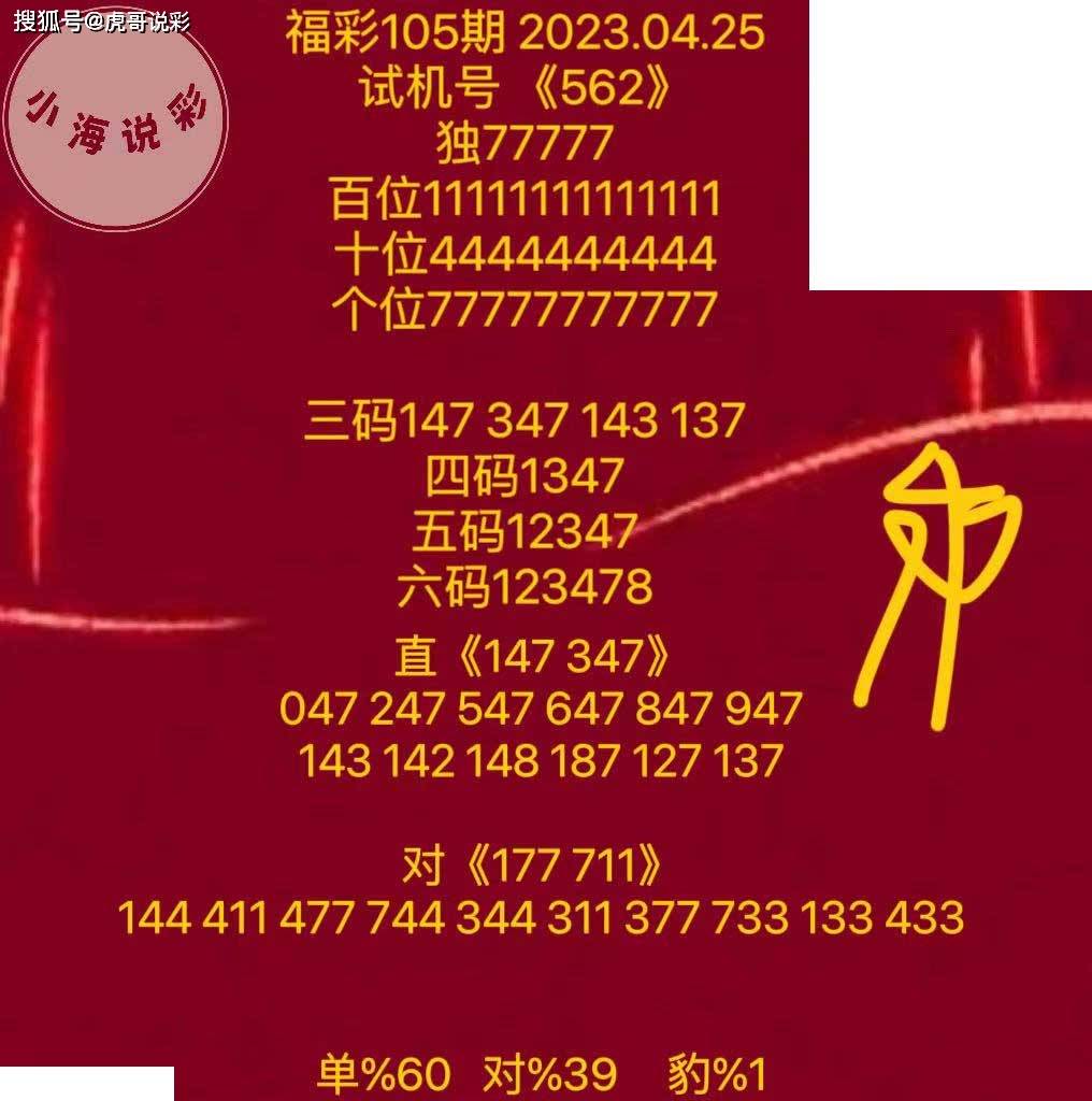 【小海说彩】105期图纸