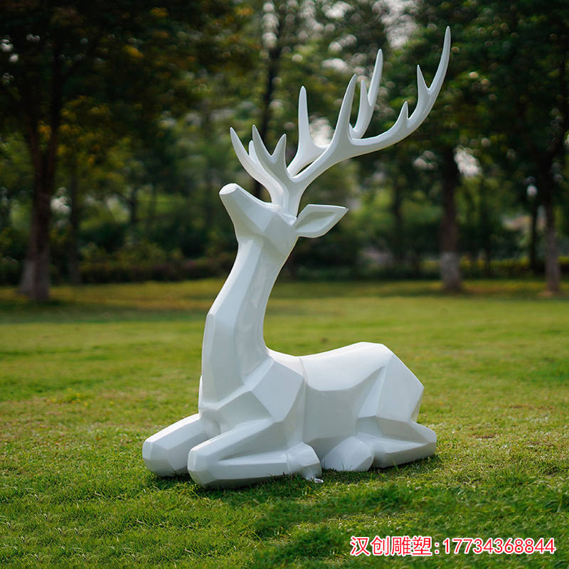玻璃钢切面白鹿雕塑 抽象几何鹿雕塑_装饰_设计_是一种