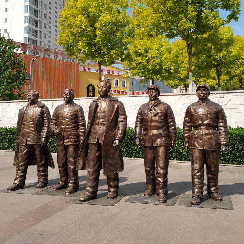 玻璃钢人物——五大书记景区仿铜红军抗战人物雕塑