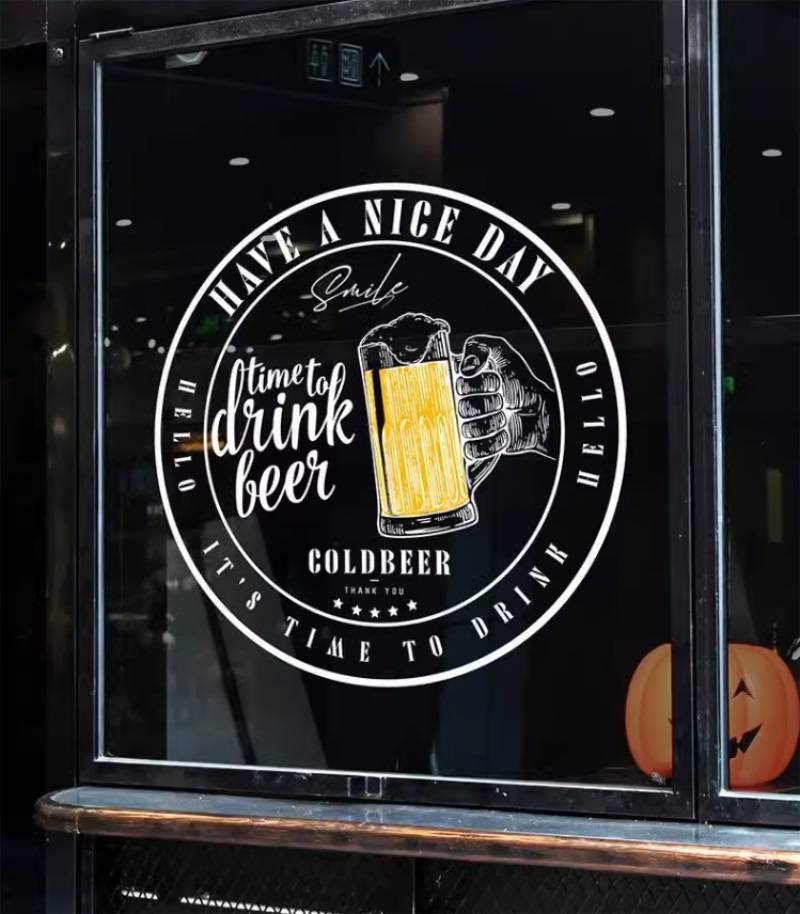 供应餐厅酒吧玻璃大门透明装饰贴纸橱窗静电贴膜广告