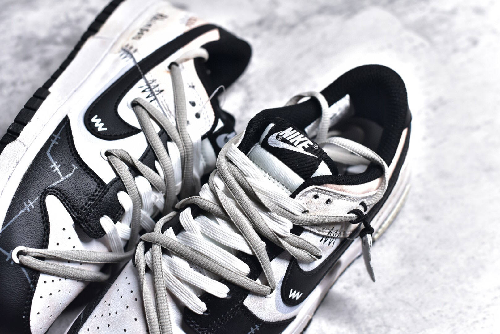 耐克nike dunk low 达芬奇涂鸦罗宾森绑带低帮运动鞋_元素_字母_潮流