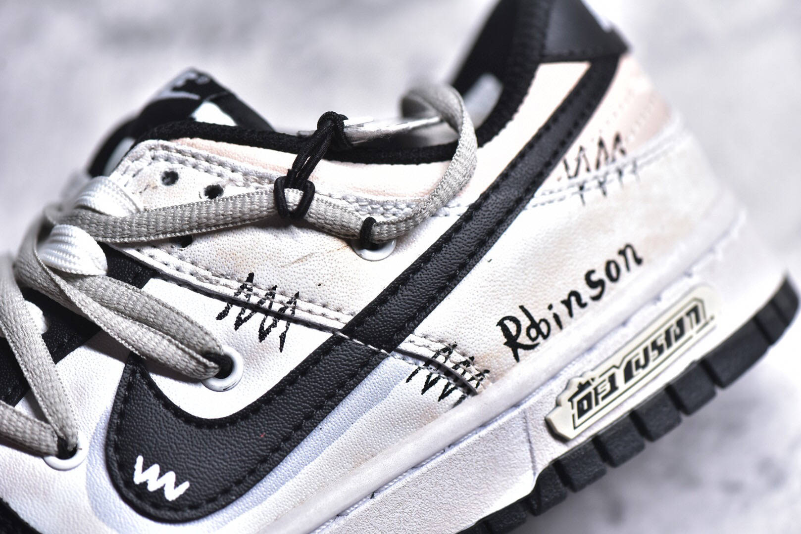 耐克nike dunk low 达芬奇涂鸦罗宾森绑带低帮运动鞋_元素_字母_潮流