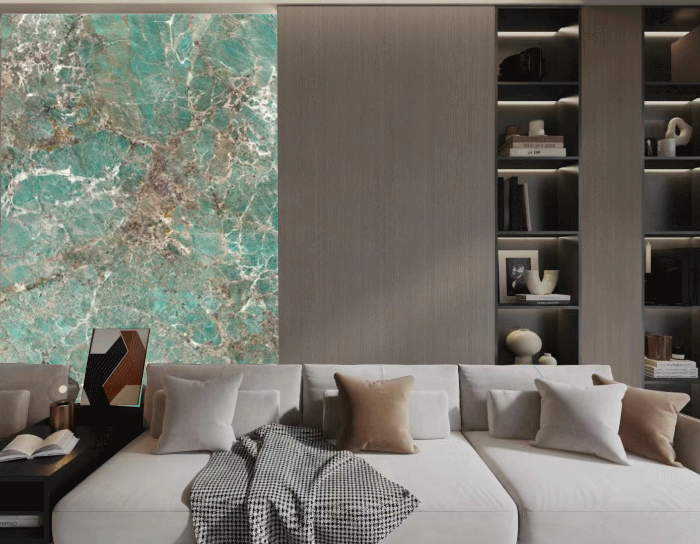 亚马逊绿奢石背景墙:家居空间的视觉绿洲_绿色_生活_是一种