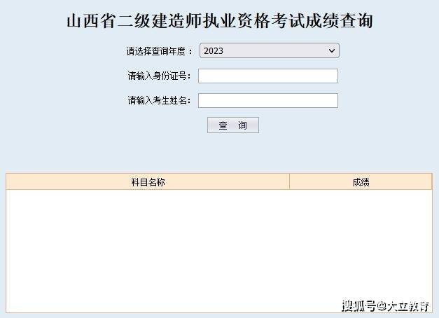 山西省2023年二级建造师考试成绩查询时间：8月8日起，附合格标准
