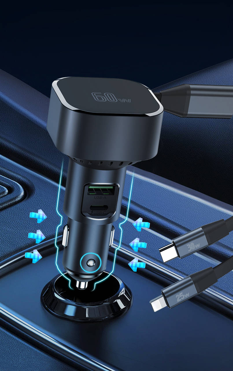伸缩车载充电器v30/v60——收纳型车载快充,重新定义车载充电_手机