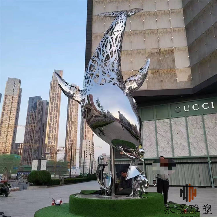 大型不锈钢鲸鱼雕塑 镜面鲸鱼雕塑_艺术品_人们_装饰品