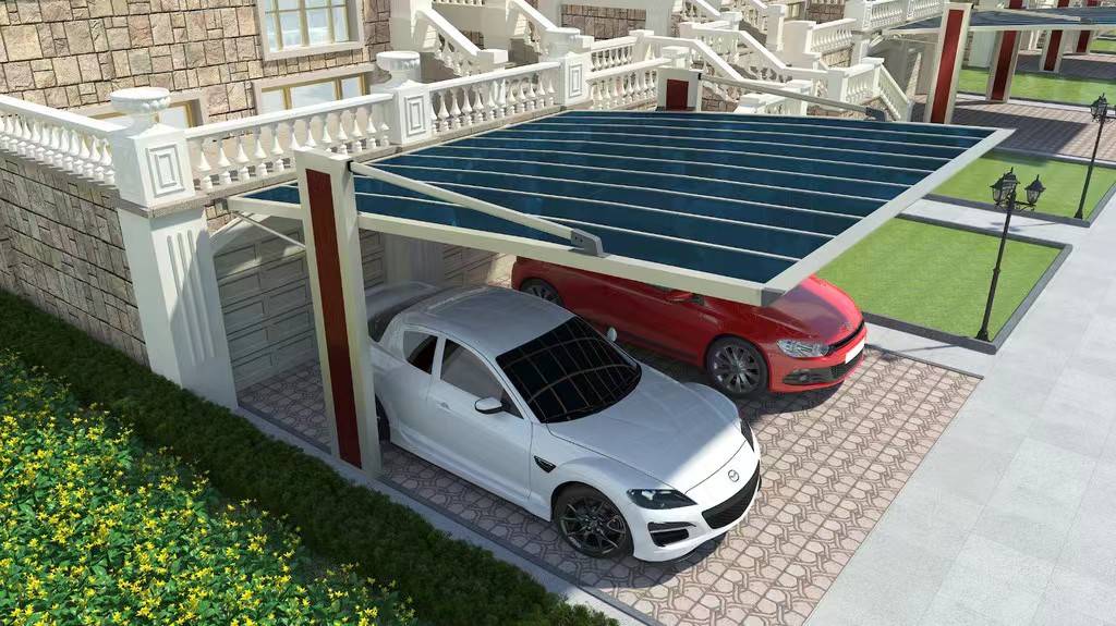 家庭光伏车棚设计方案_结构_混凝土_电池板