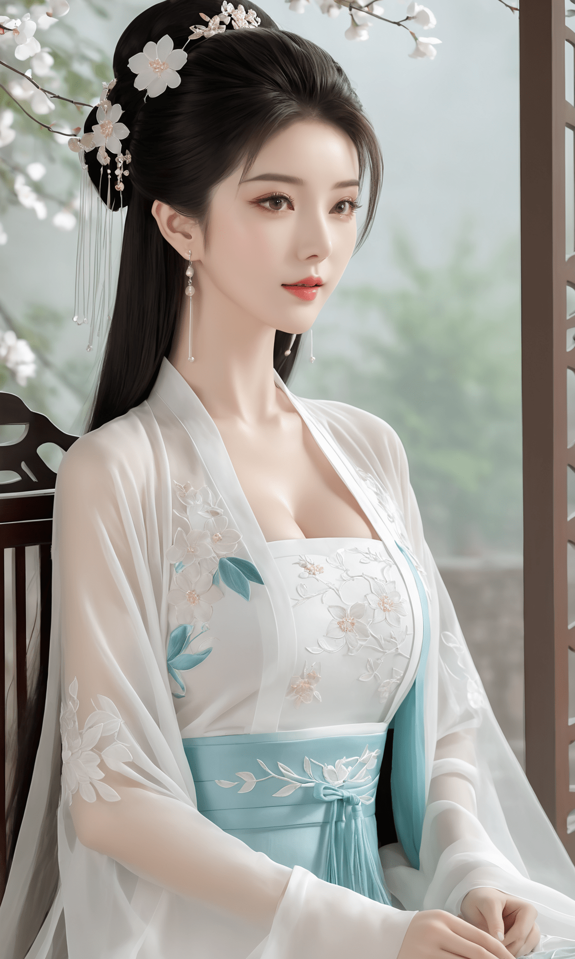 仙气清冷女子古风写真 唯美少女古装 白色汉服美女