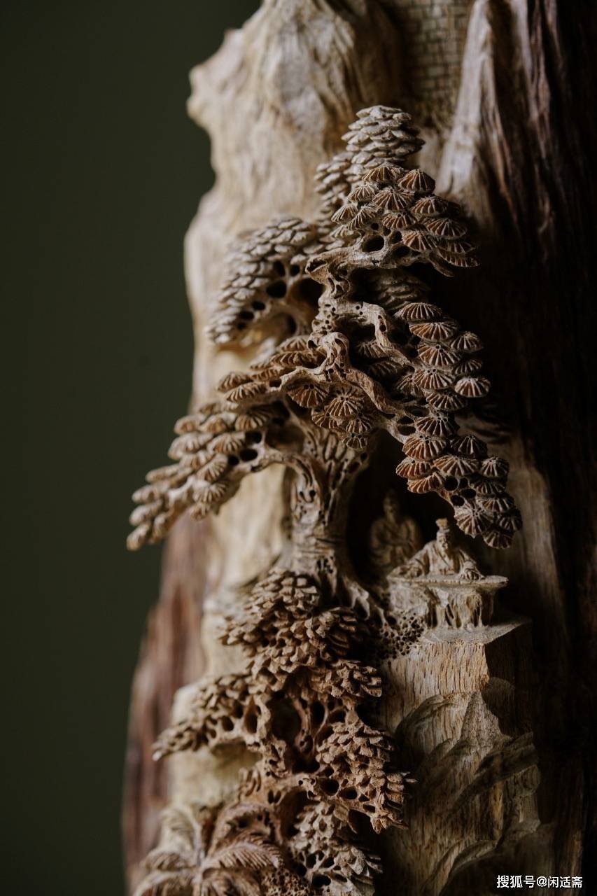 文莱沉香,山中听琴,木雕雅赏_艺术品_自然_紫檀