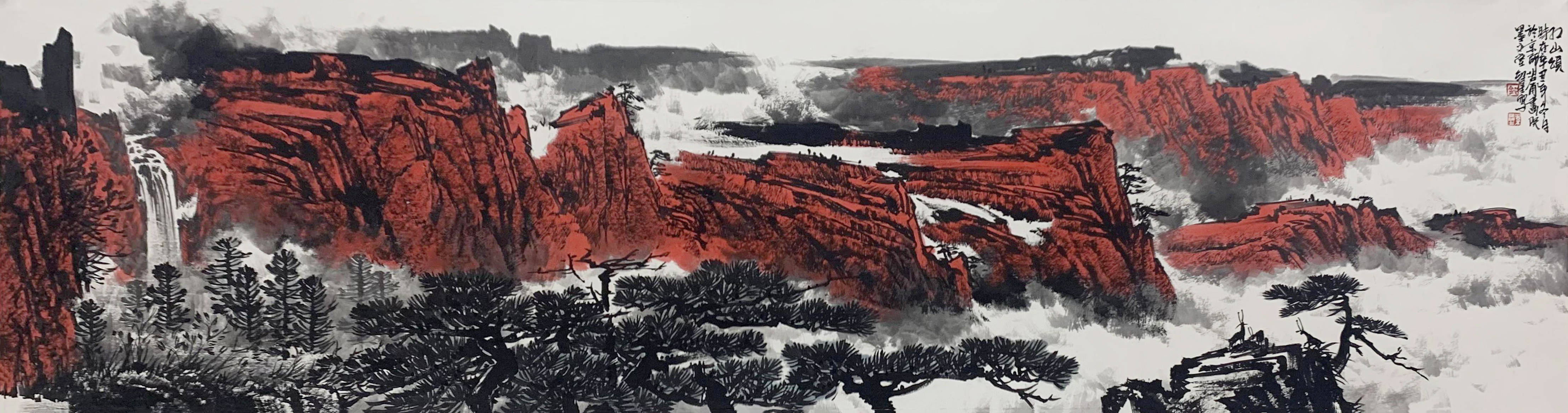 古有李可染万山红遍,今有郭红星中国红遍_国画_作品_创作
