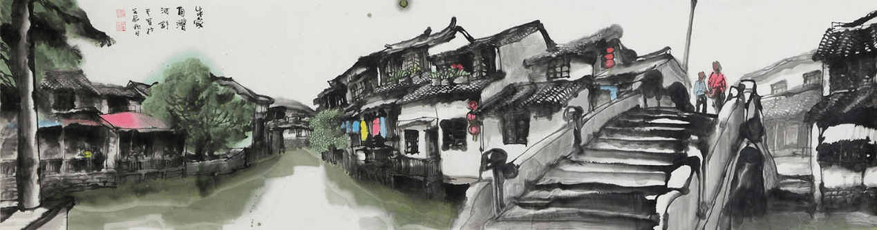 写生朱家角——赏著名书画家曹舒天佳作_cm_中国画_水乡