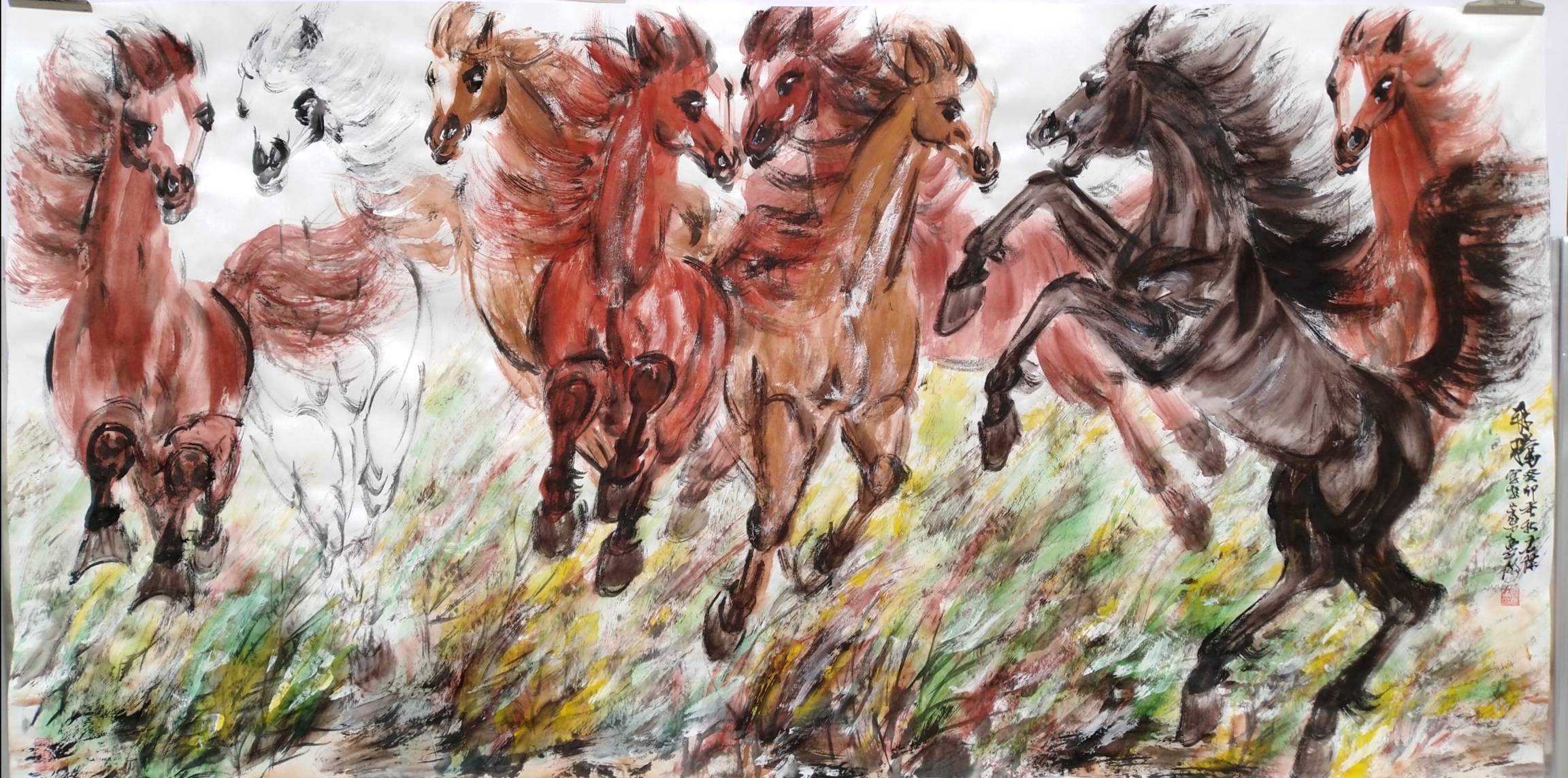 世界第一原创重彩八骏画家周意杰阿拉伯马系《八骏》幅幅创新初冬新作