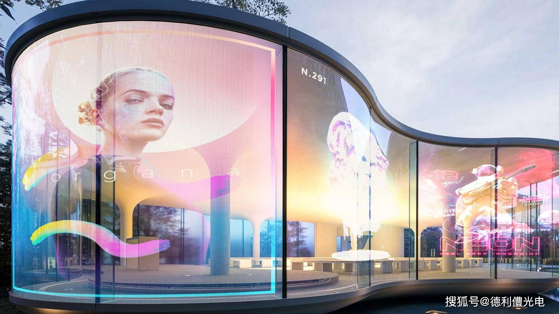 led晶膜屏:玻璃幕墙亮化好搭档_城市_显示_建筑