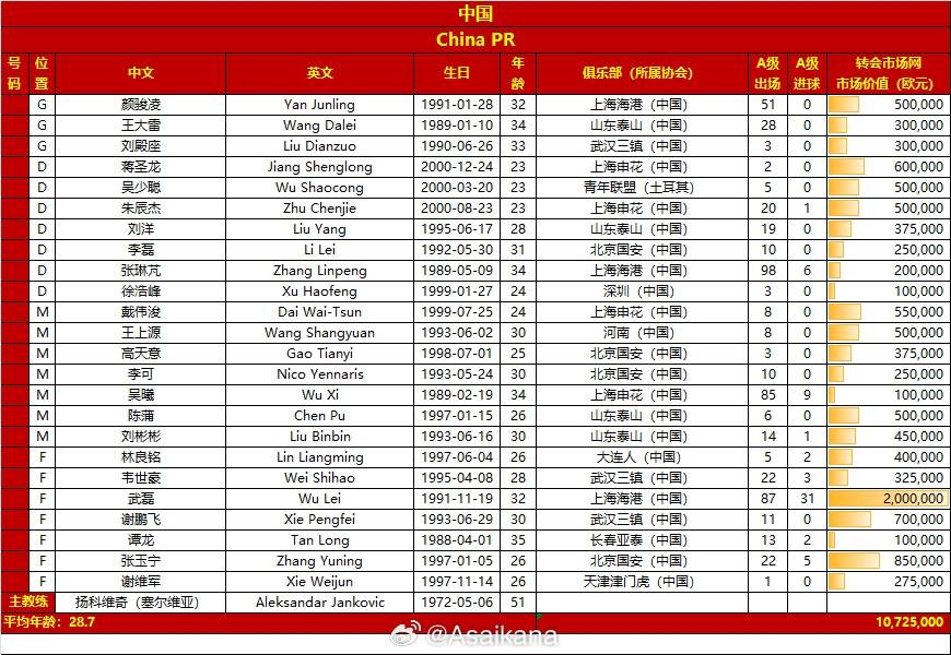 国足球员名单图片