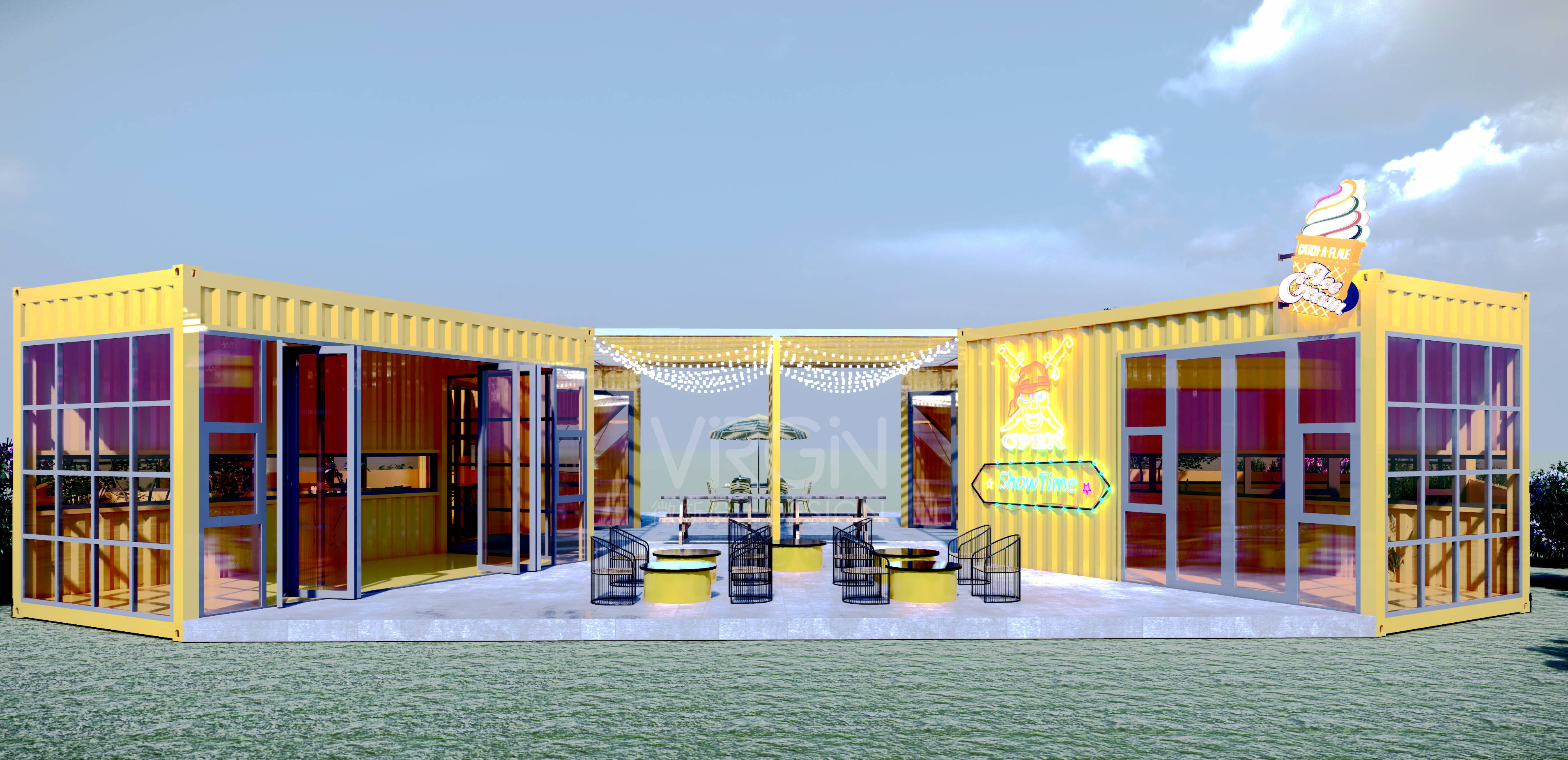 集装箱建筑崭新商业典范引领城市发展_黄色_活力_休闲