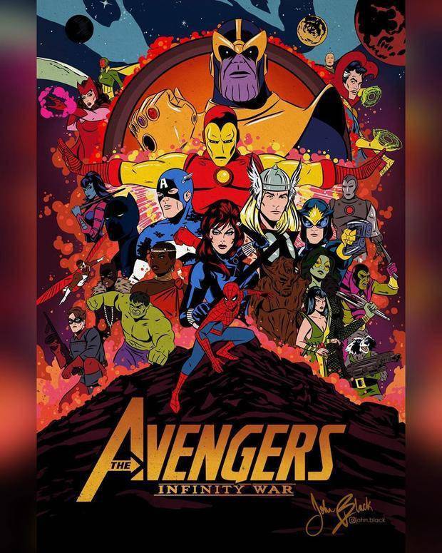 漫威电影宇宙电影海报变成复古漫画