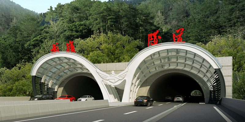 采用"隐"的手法,融入青山绿水的自然肌理,打造普陀乡村特色隧道口景色