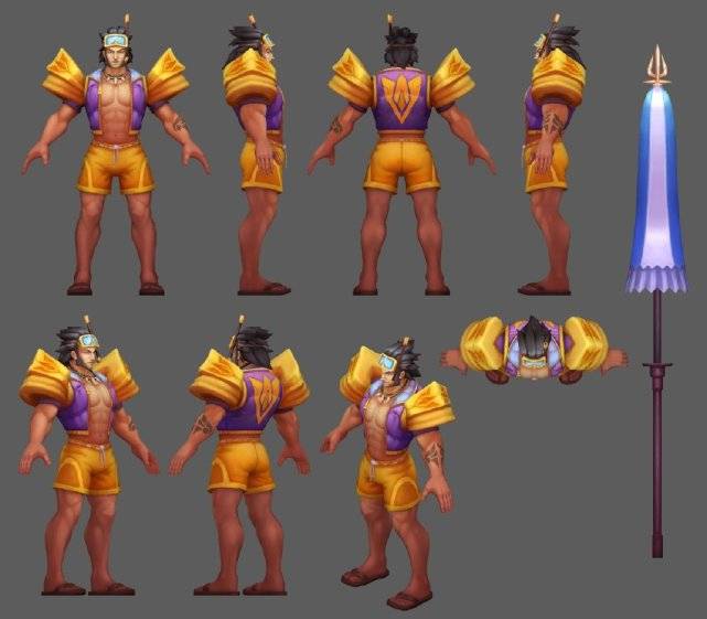 泳池派对皮肤制作细节曝光!大头的细节丰富!皇子像个葫芦娃!