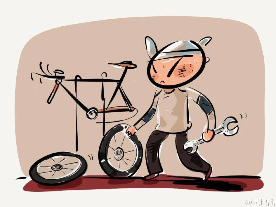 修自行车漫画图片