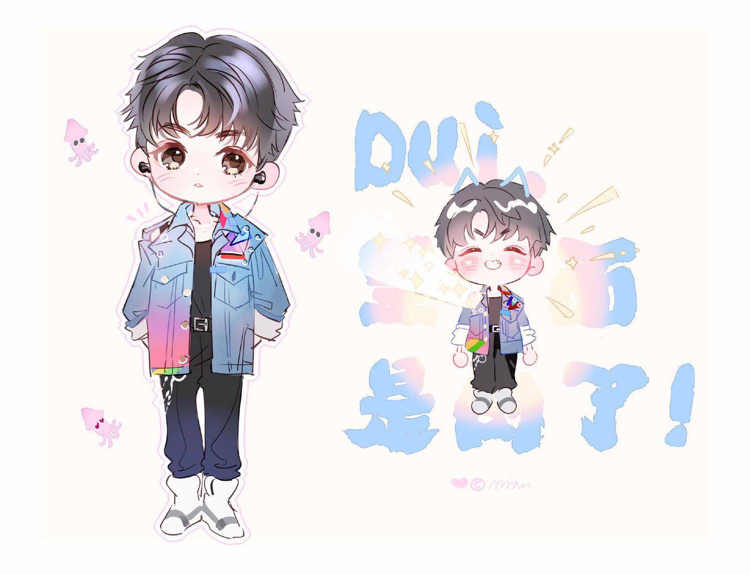 饭绘王俊凯造型图 不小心漏掉的一个像素太可爱