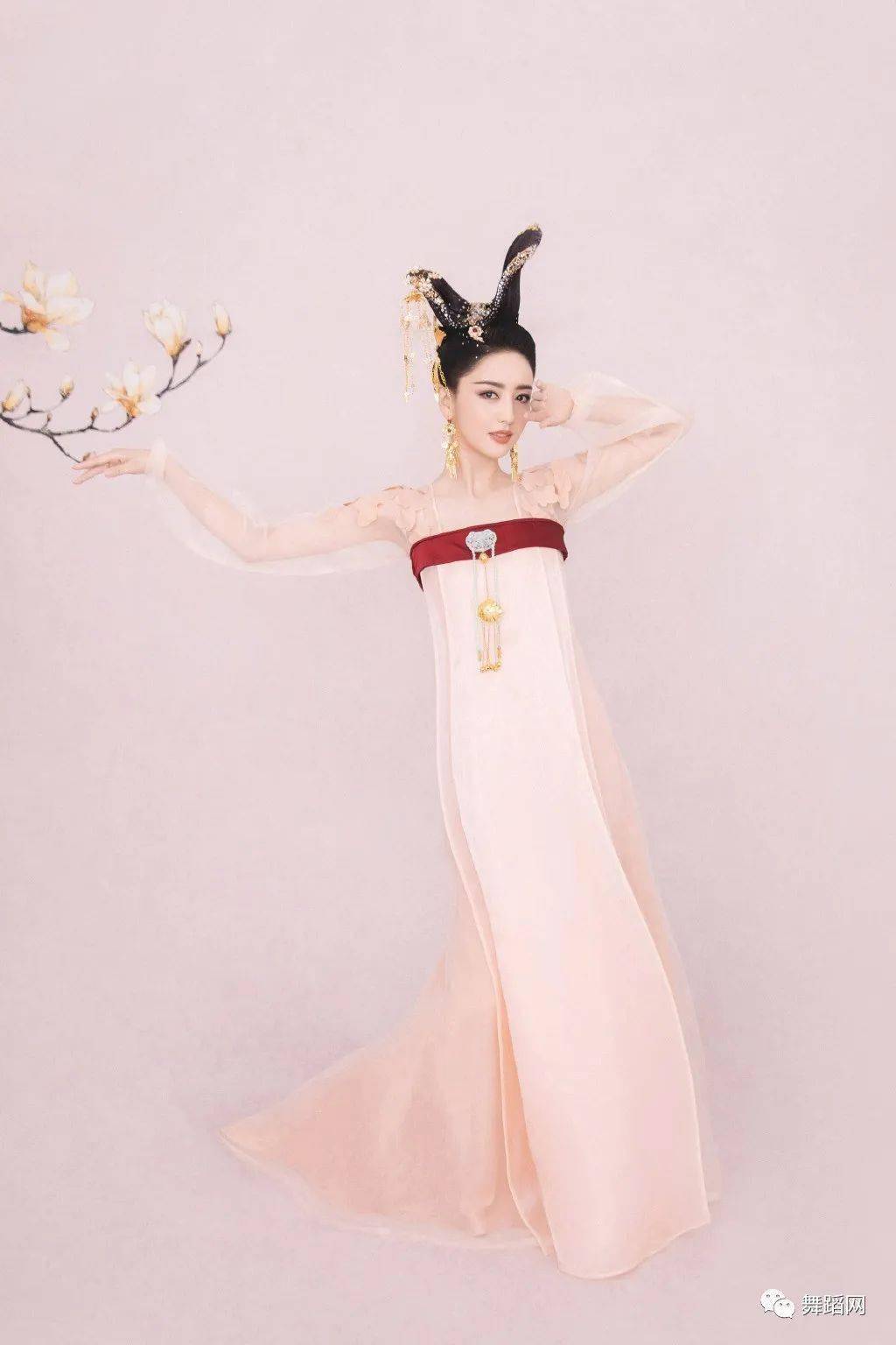 佟丽娅的这个惊鸿髻发型取材于唐代舞俑是由舞剧《杜甫》的造型师贾雷