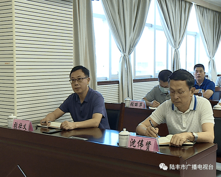 市领导许伟明,欧阳柳,沈伟贤,郑伟锋,张壮义,蔡碧霞在陆丰分会场参加