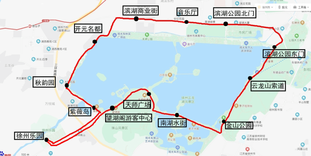 徐州云龙湖游览路线图图片