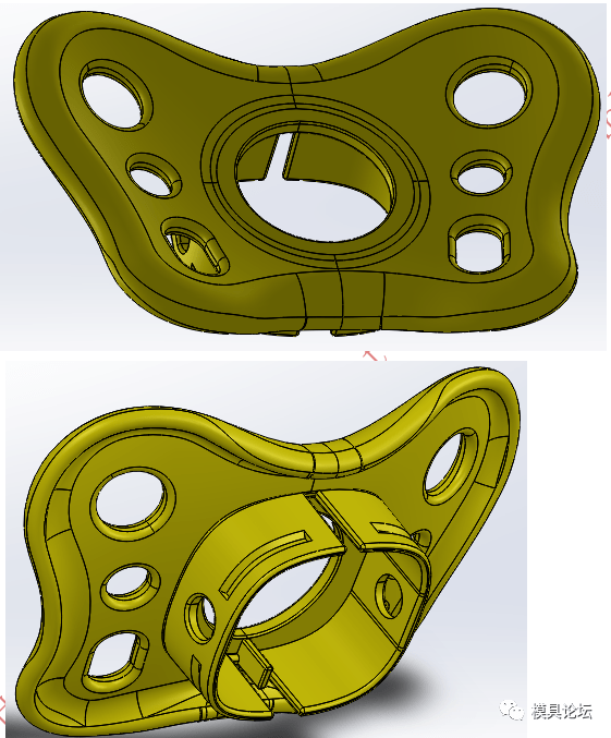 蝶形支架面壳注塑模设计点击原文下载3d图档
