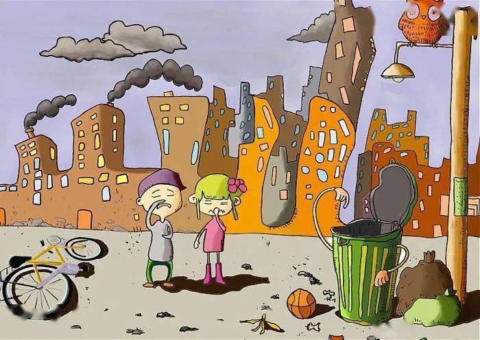 人类破坏环境的漫画图片