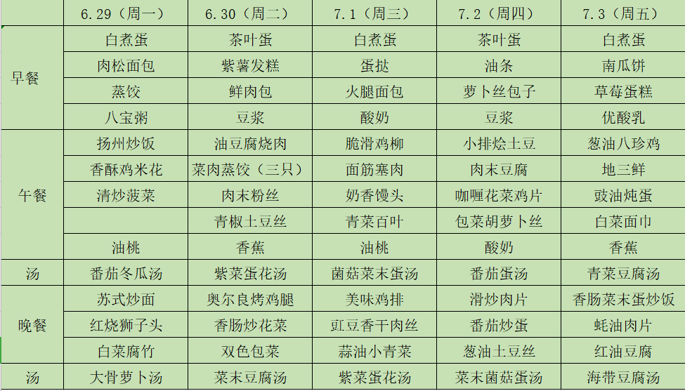 【食堂菜单公示6.29-7.03】新一周菜单来啦!_手机搜狐网