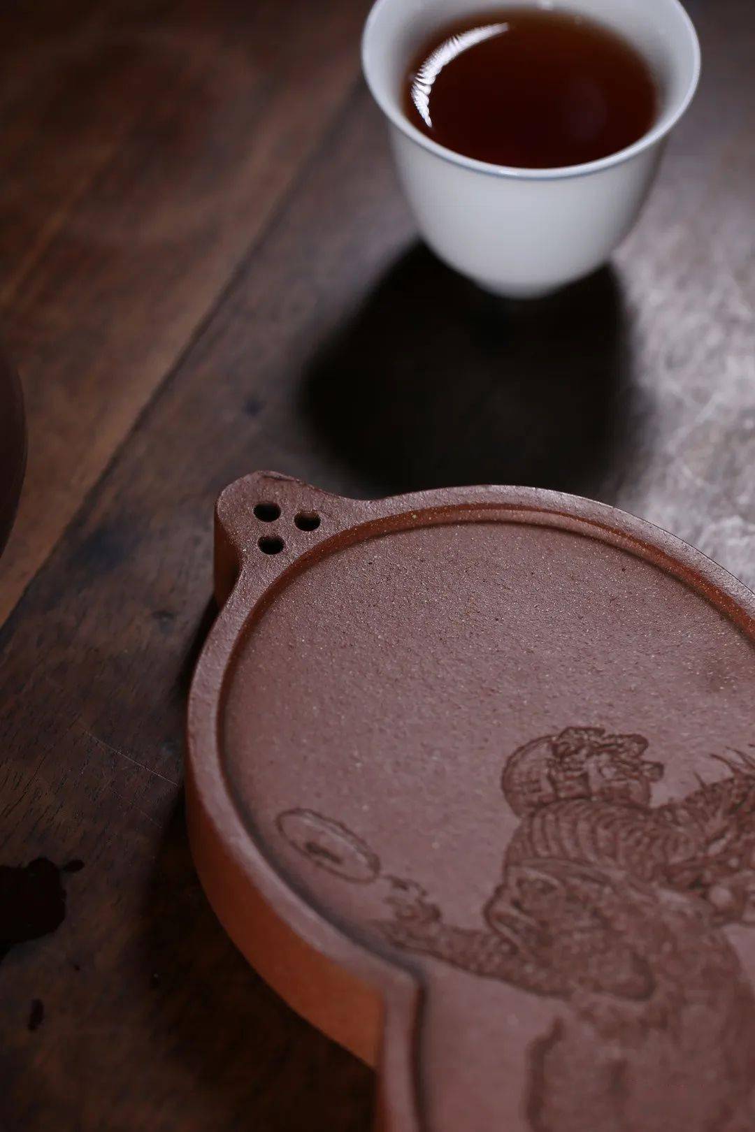 紫砂臻品毛华明紫砂干泡壶承麒麟招财清供