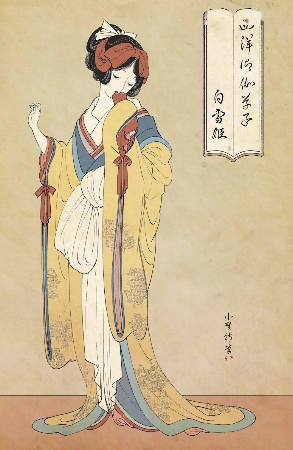 用浮世绘的方式打开迪士尼的公主们,真的美呆了!