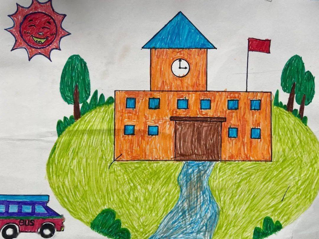 幼儿绘画小学的样子图片