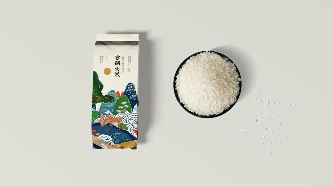 浮世绘风格的大米包装设计画风好棒