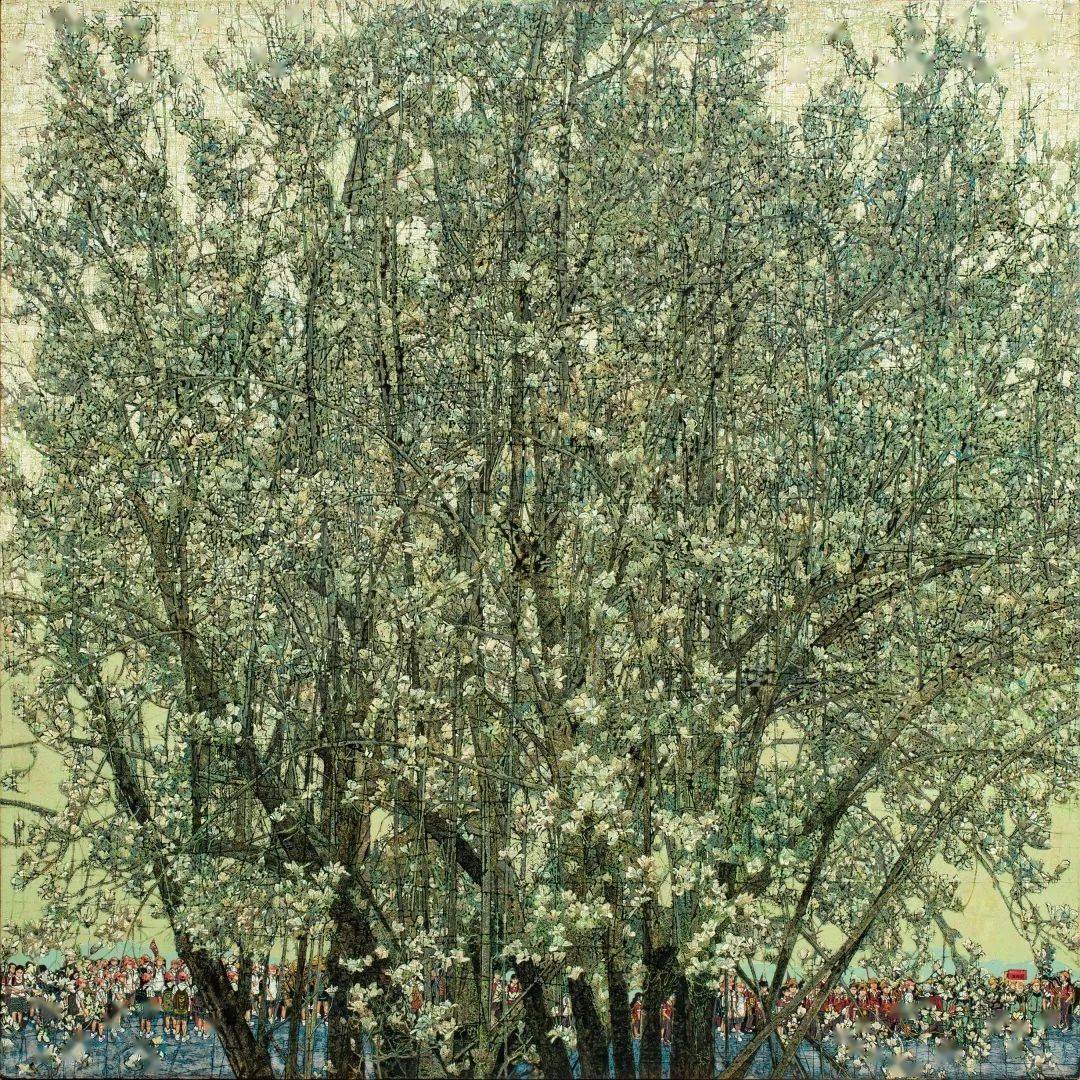 《盛世花开》200x200cm《秋获》120x120cm《暖暖阳光》120x120cm